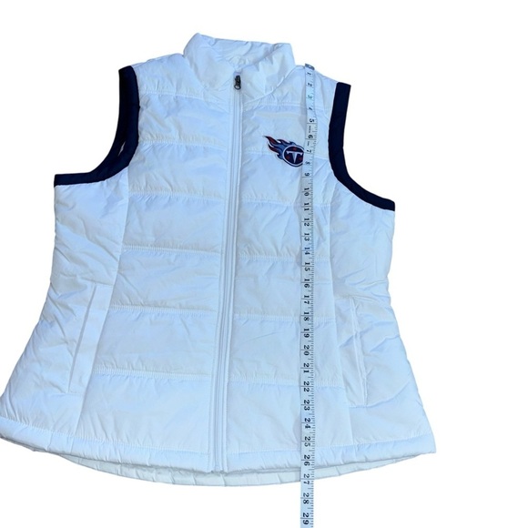 Titans Tennessee NFL White Navy Puffer Vest Women’s XL Football Sports Athlete - Picture 14 of 16